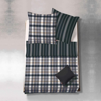 fleuresse Flanell-Wendebettwäsche Lech G-603417 Schwarz 135x200 cm + 80x80 cm