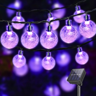 LQWELL® Solar Lichterkette Aussen 8M 30LED 8 Modi für Innen und Aussen Kettenlicht Kristall Kugeln IP44 Wasserdicht Garten Terrasse Balkon Hochzeit Party Fenster (Lila)