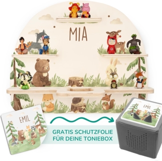 KIDSMOOD - Personalisiertes Tonie Regal für Kinderzimmer | Regenbogen Wand-Regal mit genügend Platz für Tonie-Hör-Figuren, Aussparung für Tonie-Musikbox & Kabelmanagement, Tonie Regal Mädchen & Jungen