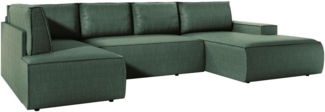Vente-unique - Große Wohnlandschaft - Ecke rechts - Mit Schlaffunktion - Cord - Grün - AMELIA
