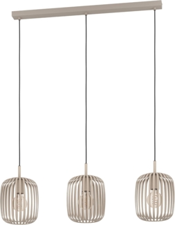 EGLO Hängelampe Romazzina, Esstisch Pendelleuchte 3-flammig, Esszimmerlampe aus Metall in Sandfarben, Hängeleuchte mit E27 Fassung