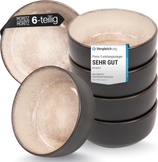 Moritz & Moritz Müslischüssel VIDA Müslibowl Beige, Porzellan, (Set, 6-tlg), Stylisches Schalen Set