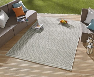 In- & Outdoor Teppich Raute grau/creme - 200x290x0,8cm