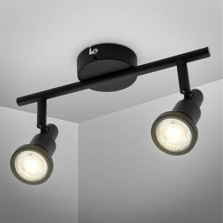 Deckenleuchte Bad LED Decken-Strahler Spot 2x GU10 Schwarz Badezimmer-Lampe IP44