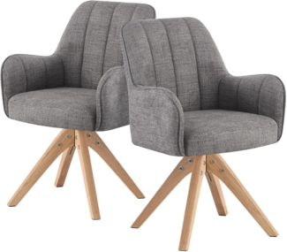 DUBI Möbel Drehstuhl Thomas, 360° drehbar Massivholz Eiche Natur 2er-Set
