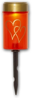 Star Trading Solarkerze Hearty, Erdspieß, Außenbereich, Grabkerze, Kerze, Dekoration, Rot, Solar, Warmweiß, 12 cm