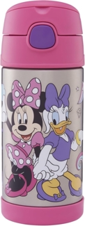 Thermos kids FUNTAINER STRAW BOTTLE DISNEY 0,35 l, Minnie, Thermoflasche Kinder aus Edelstahl mit Trinkhalm, 12 h kalt, spülmaschinenfest, dicht ohne Kohlensäure, Disney Flasche für Kita, Schule