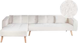 Eckschlafsofa 4-Sitzer VADSO Bouclé Cremeweiß rechtsseitig