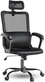 Sweetcrispy hohe Rückenlehne Bürostuhl, ergonomische Mesh-Schreibtisch Kopfstütze und Lendenwirbelstütze, Roll höhenverstellbar Studie Aufgabe Stuhl, Schwarz, One Size