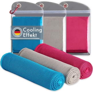 Blumtal Sporthandtuch mit Kühlfunktion aus Mikrofaser, 100x30 cm, (3-St), kühlend