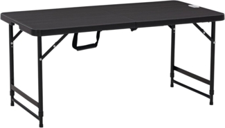 Outsunny Gartentisch Campingtisch Buffettisch mit Stahlgestell (Terrassentisch für 4 Personen, 1-St, Höhenverstellbarer Klapptisch), HDPE 118 x 60 x 74 cm, Dunkelgrau