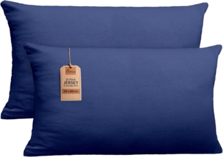 NatureMark 2er Pack Jersey Kissenbezug Kissenhülle Kissenbezüge Seitenschläferkissen Nackenkissen viele Größen und Farben ÖKO-TEX (40x80 cm, Navy blau)