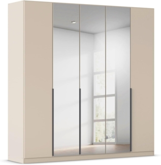 Rauch Möbel Alabama, Kleiderschrank, Garderobe, 5-türig, Zubehör Premium, 3 Kleiderstangen, 6 Einlegeböden, Schubladeneinsatz, Farbe Beige, Griff Grau metallic, 226 x 210 x 54 cm