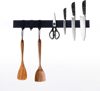 PROREGAL® Wand-Magnet Messerhalter Messerhalter aus Bambus 6,2 x 2,1 x 40 cm Inkl. 3 silberne Haken Bambus