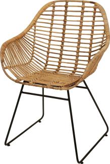 Krines Home Esszimmersessel Rattan Retro Sessel mit Armlehne 50er Korbsessel Retro-Stil Korbstuhl (Sessel nach Auswahl ohne oder mit Polster), Eisen Gestell, Esszimmer, Armlehnstuhl