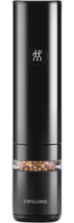 ZWILLING ENFINIGY Elektrische Salz- & Pfeffermühle mit Keramikmahlwerk & LED Beleuchtung, Aufladbar per USB, Schwarz