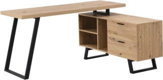 Vente-unique - Eckschreibtisch mit Stauraum - MDF- Holzfarben & Schwarz - NAYARO