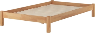 ERST-HOLZ Bett Extra Breites Einzelbett 120 x 200 Futon mit Rost, Buchefarblos lackiert