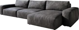 Ecksofa Lanzo L 360x160 cm Lederimitat Vintage Anthrazit Recamiere variabel