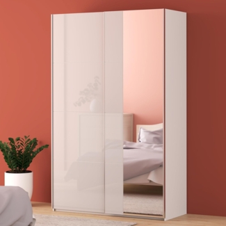 FORTE Schwebetürenschrank Fittio. Made in Europe, 2 Schiebetüren, modernes Design Höhe 2,35 mtr, stehende Montage, Spiegel