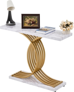 VEVOR schmaler Konsolentisch Eingangstisch (100 cm Länge / 49,9 kg belastbar), 3-stufiger Flurtisch Beistelltisch Sofatisch mit Metallrahmen, für Eingangsbereich Flur Wohnzimmer Schlafzimmer
