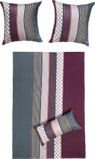 JOOP Bettwäsche Cornflower Stripe deep wine|155x200 cm + 80x80 cm