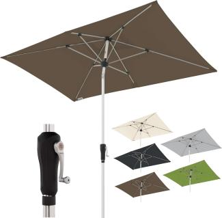 doppler Aluminium Sonnenschirm SL-AZ 220x140- Rechteckiger Kurbelschirm- Modernes Design- Starker UV-Schutz- 220x140 cm- Greige-Taupe