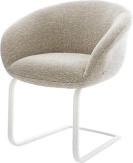 Freischwinger Vinka-Flex mit Armlehnen Webstoff Soft Beige Freischwinger flach Weiß Taschenfederkern