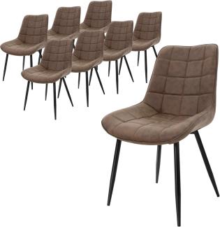 ML-DESIGN Stuhl Esszimmerstuhl mit Rückenlehne, Polsterstuhl mit Metallbeinen (Komplett-Set, 8 St), Küchenstuhl Kunstlederbezug Braun Ergonomischer Stuhl Polsterstuhl