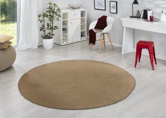 Runder Kurzflor Teppich Uni Fancy rund - braun - 133 cm Durchmesser