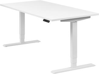 boho office® homedesk - elektrisch stufenlos höhenverstellbares Tischgestell in Weiß mit Memoryfunktion, inkl. Tischplatte in 160x80 cm in Weiß