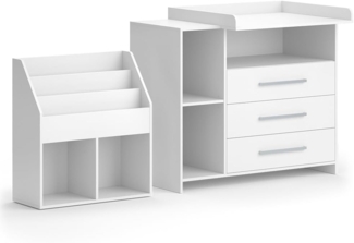 Kinderzimmer-Set Oskar Weiß 2 Teile, mit Wickelkommode und Bücherregal Vicco