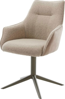 Drehstuhl Alja-Flex mit Armlehnen Materialmix Schlamm Fußkreuz Effektfinish Titan 360° drehbar Wippfunktion Taschenfederkern