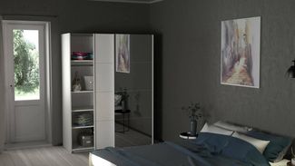 Dmora - Kleiderschrank 2 Türen Diandra, Schlafzimmermöbel, Schrank, Garderobe, 150x61 h200 cm, Weiß