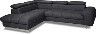 Mivano Ecksofa Chef / L-Sofa mit Ottomane und verstellbaren Kopfstützen in Lederoptik / 262 x 72 x 206 / Kunstleder Schwarz