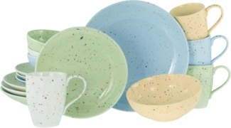 CreaTable, 24280, Serie Confetti Bunt, 16-teiliges Geschirrset für 4 Personen Bunt