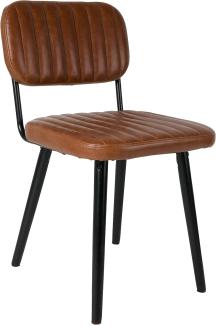 White Lable Living Stuhl Jake Industrial Style Lederoptik Braun