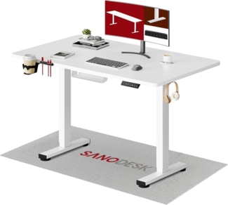 SANODESK Höhenverstellbarer Schreibtisch 110x60 cm Schreibtisch Höhenverstellbar Elektrisch Ergonomischer Steh-Sitz Tisch Computertisch für Heimbüro Homeoffice(weiß)