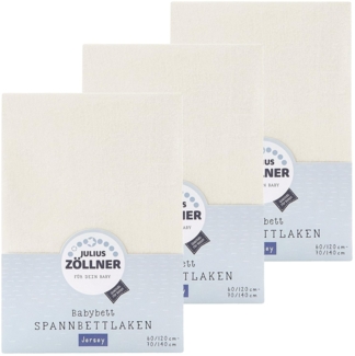 Julius Zöllner Spannbetttuch Jersey 70x140 / 60x120 Ecru 3er Pack