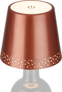 BRILONER – LED Flaschenlicht Dimmbar, Flaschenlampe Aufsatz LED, Tischlampe Kabellos, Dimmbare Nachttischlampe Touch, Schreibtischlampe, Leselampe, Warmweißes Licht, 11x9 cm (DxH), Kupfer-Matt