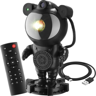 tectake LED Nachtlicht LED-Sternenhimmel-Projektor Astronaut, inkl. Bluetooth, Bluetooth- und Music-Funktion mit 8 Sounds sowie Timer