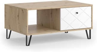 Couchtisch Nizza Artisan-Eiche 90.2 x 59.4 cm mit offenem Fach & Schublade Vicco