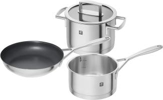 ZWILLING Vitality Kochtopf-Set mit Pfanne, 3-teilig, 1 Deckel, Induktionsgeeignet, Edelstahl, Silber