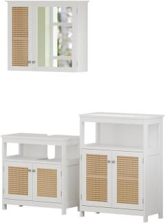 Vicco Badmöbel-Set Rosario, Weiß, moderne Serie, Badezimmer, dekorative Front, Spiegelschrank, Waschtischunterschrank, Sideboard
