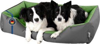 BedDog Hundebett LUPI, Hundesofa aus Cordura, Microfaser-Velours, waschbares Hundebett mit Rand, Hundekissen vier-eckig (XXXL) ca. 150x110x28cm, GREEN-ROCK (grau/grün)