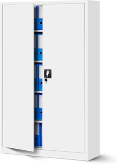 Büroschrank C001II Aktenschrank XXL Metallschrank Flügeltüren Stahlblech Pulverbeschichtung 185 x 115 x 40 cm (weiß/weiß)