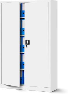Büroschrank C001II Aktenschrank XXL Metallschrank Flügeltüren Stahlblech Pulverbeschichtung 185 cm x 115 cm x 40 cm (weiß/weiß)