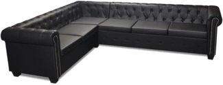 vidaXL Chesterfield-Ecksofa 6-Sitzer Kunstleder Schwarz 243617