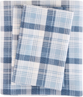 WOOLRICH Baumwoll-Bettwäsche-Set, Cottage-Charms-Aufdruck, 100% Baumwoll-Flanell-Bettwäsche-Set, warm und flauschig, King-Size-Bettlaken, Spannbetttuch für bis zu 35,6 cm Matratze, Cal King Blue