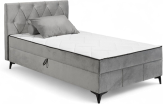 CORNWILL Boxbett 120x200, Grau - Modernes Einzelbett mit Bettkasten - 121 x 102 x 210 cm (B/H/T)